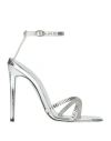 Victoria Beckham Woman Sandals Silver Size 6 Textile Fibers