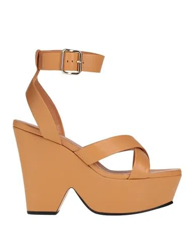Victoria Beckham Woman Sandals Tan Size 8 Leather In Brown