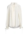 Victoria Beckham Ruffle-trim Pleated Silk Blouse In White