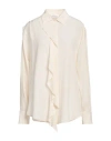 Victoria Beckham Silk Shirt With Collar And Ruffle Detail In White