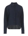 VICTORIA BECKHAM VICTORIA BECKHAM WOMAN SHIRT MIDNIGHT BLUE SIZE 4 VISCOSE, POLYESTER