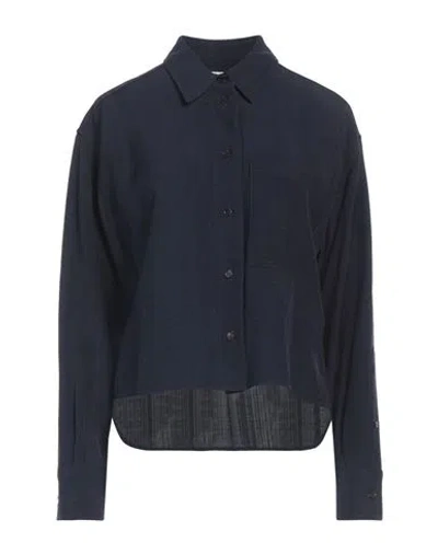 Victoria Beckham Woman Shirt Midnight Blue Size 4 Viscose, Polyester