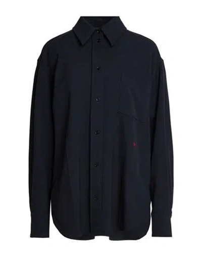 Victoria Beckham Woman Shirt Navy Size 8 Polyester, Virgin Wool, Elastane In Black
