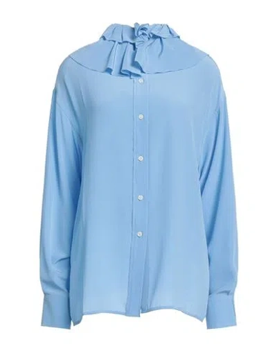 Victoria Beckham Woman Shirt Sky Blue Size 4 Organic Cotton, Polyester