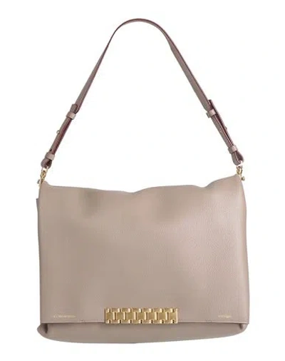 Victoria Beckham Woman Shoulder Bag Taupe Size - Calfskin In Gray