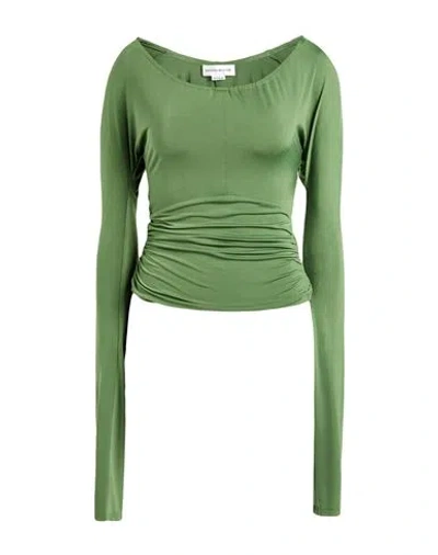 Victoria Beckham Woman T-shirt Military Green Size M Polyester, Elastane