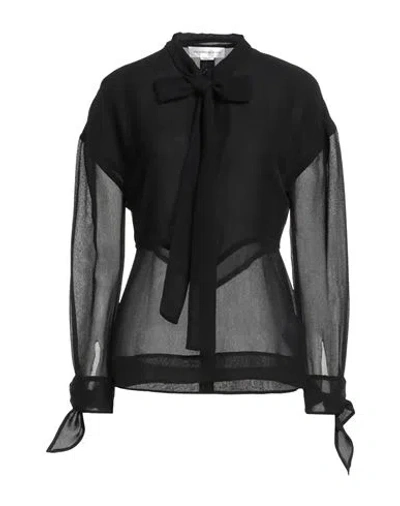 Victoria Beckham Woman Top Black Size 6 Viscose, Silk