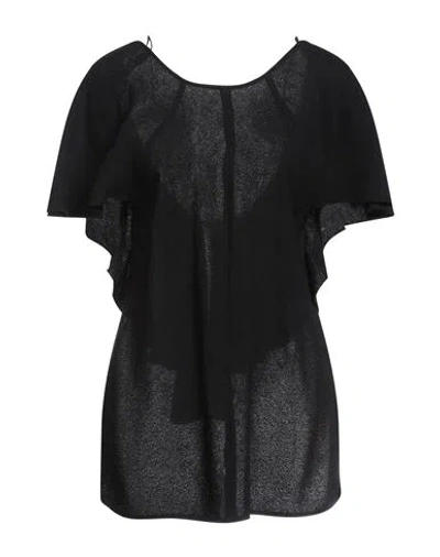 Victoria Beckham Woman Top Black Size 8 Viscose, Acetate, Elastane