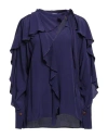 Victoria Beckham Woman Top Dark Purple Size 2 Silk, Milk Protein Fiber, Brass