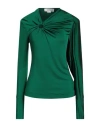 Victoria Beckham Draped Detail Asymmetric Button Sweater In Green