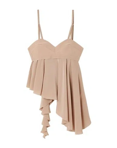 Victoria Beckham Woman Top Light Brown Size 8 Silk In Beige