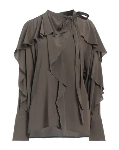Victoria Beckham Woman Top Military Green Size 10 Silk, Milk Protein Fiber, Brass