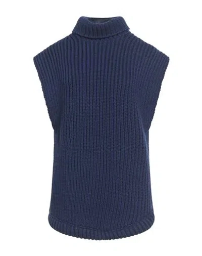 Victoria Beckham Woman Turtleneck Navy Size M Polypropylene, Wool, Acrylic In Blue