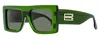 Victoria Beckham Women's B-monogram Rectangle Sunglasses Vb677s 302 Transparent Green 51mm In Green