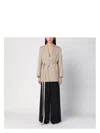 Victoria Beckham Wool Jacket Belt Longline Flap Pockets In Brown