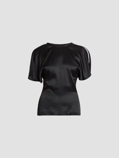 Victoria Beckham Bela Cut-out Flutter-sleeve Top In Black