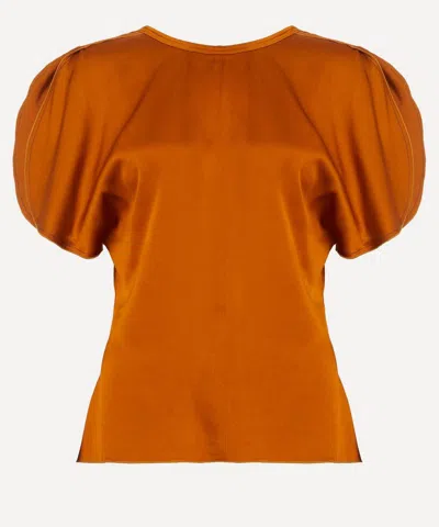 Victoria Beckham Women's Bella Draped Satin Blouse In Orange