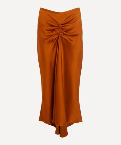 Victoria Beckham Women's Bella Gathered Waist Midi Skirt In Orange