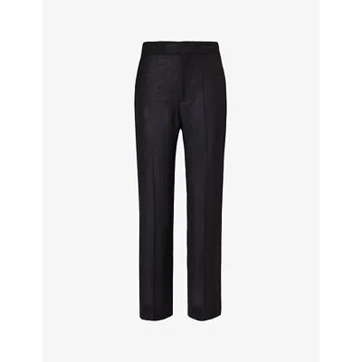 VICTORIA BECKHAM VICTORIA BECKHAM WOMEN'S BLACK HIGH-RISE STRAIGHT-LEG VOILE TROUSERS