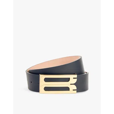 Victoria Beckham Womens Black Jumbo Buckle-embellished Leather Belt