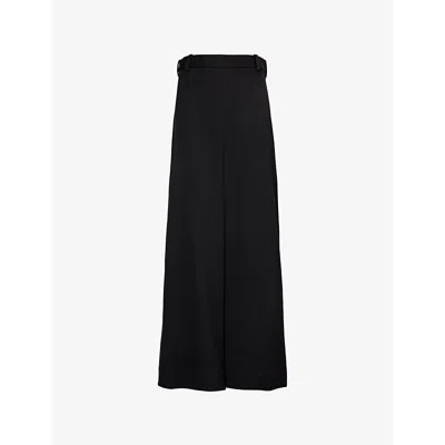 Victoria Beckham Womens Black Pleated High-rise Woven-blend Midi Skirt