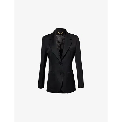 Victoria Beckham Womens Black Single-breasted Patch-pocket Woven-blend Blazer