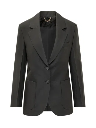 Victoria Beckham Black Solid Notched Lapel Blazer