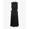 Victoria Beckham Trench Belted Cutout Satin-crepe Midi Wrap Dress In Black