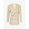 VICTORIA BECKHAM DOUBLE-BREASTED BOXY-FIT WOOL AND CASHMERE-BLEND BLAZER