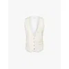 VICTORIA BECKHAM WOMENS BONE V-NECK REGULAR-FIT WOVEN WAISTCOAT