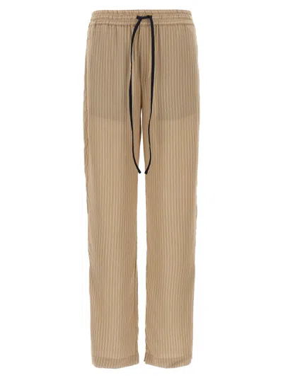 Victoria Beckham Striped Woven Straight-leg Pants In Neutral