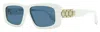 Victoria Beckham Women's Chain Rectangular Sunglasses Vb669s 101 White 55mm In Multi