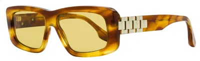 Victoria Beckham Women's Chain Rectangular Sunglasses Vb669s 223 Blonde Horn 55mm In Multi