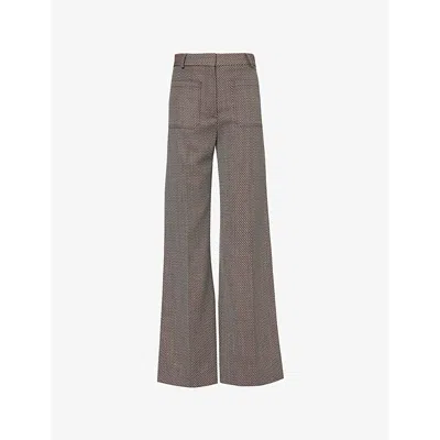 Victoria Beckham Womens Deep Mahogany Alina Wide-leg High-rise Wool Trousers