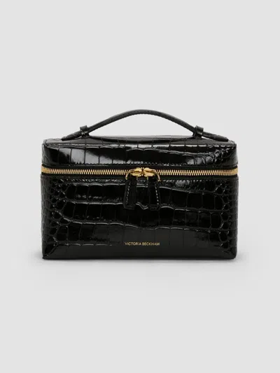 Victoria Beckham Women's Dorian Croc-embossed Leather Vanity Bag In Black