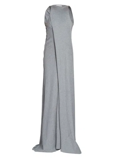 Victoria Beckham Women's Draped Jersey Sleeveless Maxi Dress In Titanium