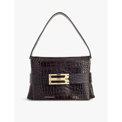 Victoria Beckham Womens Espresso B Crocodile-embossed Leather Bag