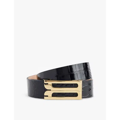 Victoria Beckham Womens Espresso Jumbo Frame Buckle-embellished Leather Belt