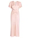 Victoria Beckham Eve Gathered-waist Satin Midi Dress In Multi
