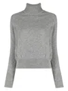 Victoria Beckham Knit Turtleneck Wool Jumper In Grey