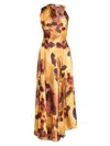 Victoria Beckham Womens Amber Draped Sleeveless Silk Midi Dress In Multi