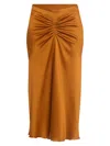 Victoria Beckham Women's Bella Gathered Waist Midi Skirt In Brown