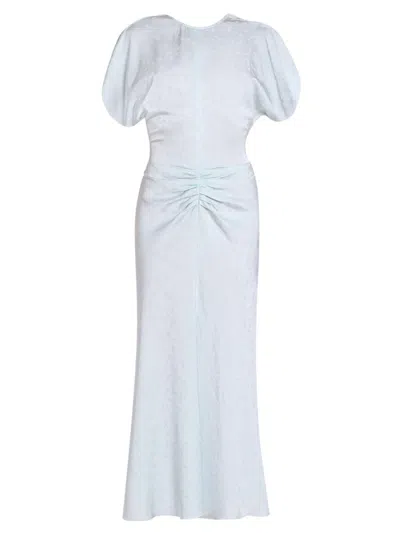 Victoria Beckham Bela Midi Dress In Glacial Blue In White