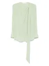 Victoria Beckham Scarf Top Featuring Twisted Detail In Jade