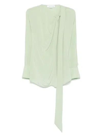 VICTORIA BECKHAM WOMEN'S GREEN KNOT NECK BLOUSE TOP