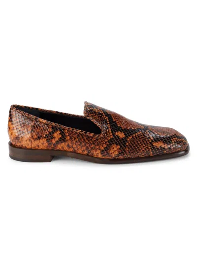 Victoria Beckham Women's Hanna Python Embossed Leather Loafers In Brown