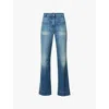 VICTORIA BECKHAM WOMENS ALINA BRAND-EMBROIDERY STRAIGHT-LEG LOW-RISE DENIM JEANS INDIGREY WASH