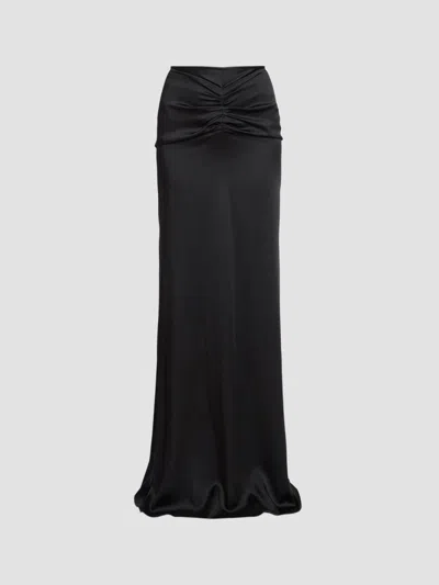 Victoria Beckham Women's Isabella Satin Ruched Maxi Skirt In Black