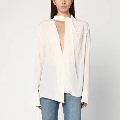 Victoria Beckham Women's Ivory Draped Silk Blouse