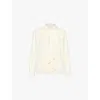 Victoria Beckham Silk Shirt With Collar And Ruffle Detail In Ivory